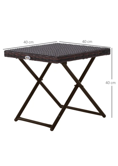 Outsunny Folding Square Bistro Rattan Coffee Table (40cm x 40cm x 40cm) - No Size Image 3