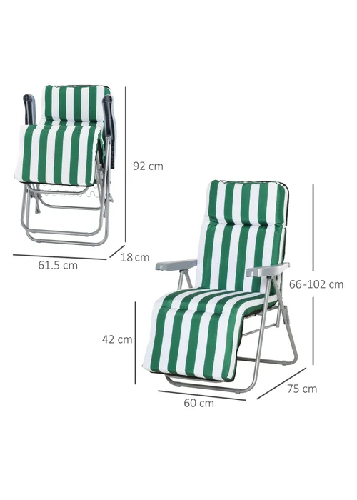 Outsunny Set of 2 Garden Patio Foldable Sun Recliners Loungers - No Size Image 3
