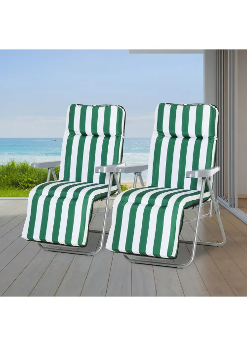 Outsunny Set of 2 Garden Patio Foldable Sun Recliners Loungers - No Size Image 1