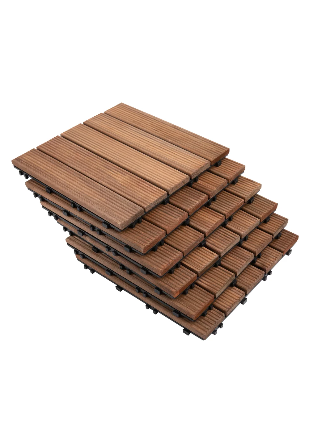 Outsunny 27 Pcs Wooden Interlocking Decking Tiles - No Size Image 2