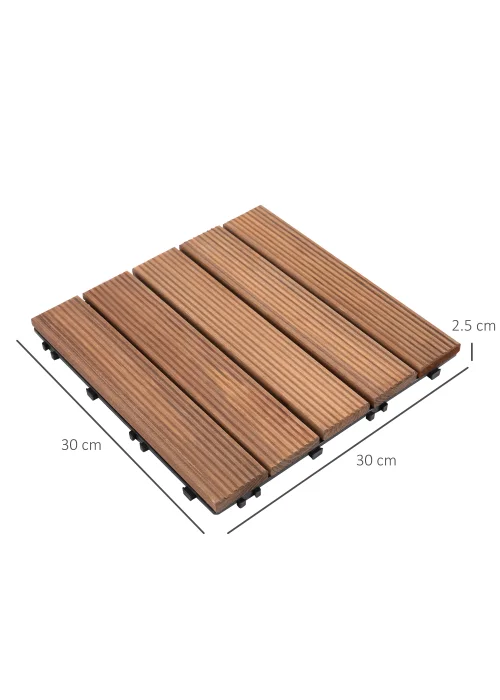 Outsunny 27 Pcs Wooden Interlocking Decking Tiles - No Size Image 3