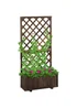 Outsunny 72.5 x 31.5 x 149.5 cm 45L Garden Wooden Pine Trough Planter with Topped Trellis-Carbonised Finish - No Size Image 2