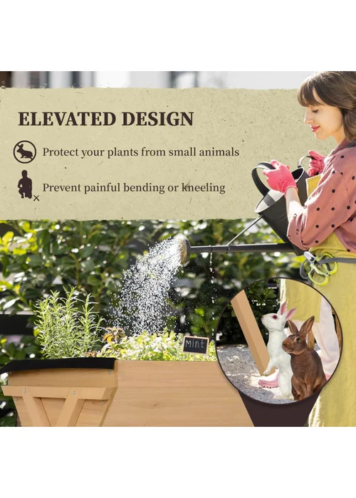 Outsunny Wooden Planter Raised Bed Stand Vegetable Flower Bed 100 x 70 x 80cm - One Size Image 4