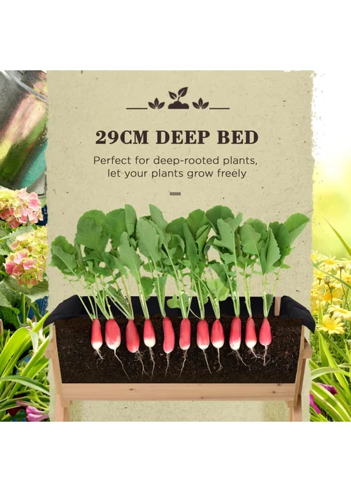 Outsunny Wooden Planter Raised Bed Stand Vegetable Flower Bed - One Size Image 5