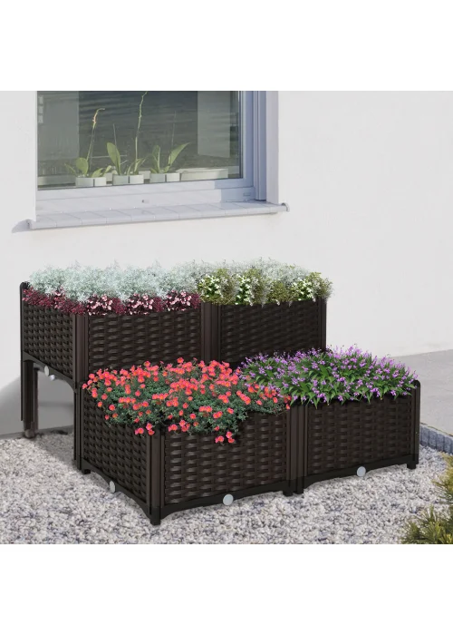 Outsunny Set of 4 26L Garden Raised Bed - No Size Image 1