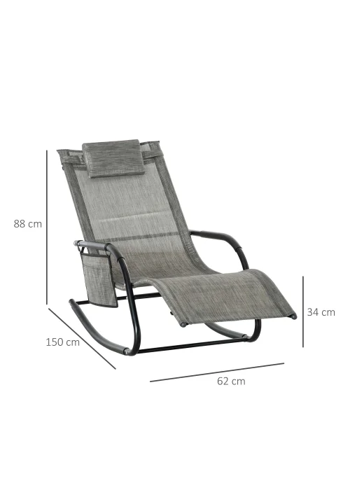 Outsunny Outdoor Garden Rocking Chair, Patio Sun Lounger Rocker Chair with Breathable Mesh Fabric - No Size Image 3