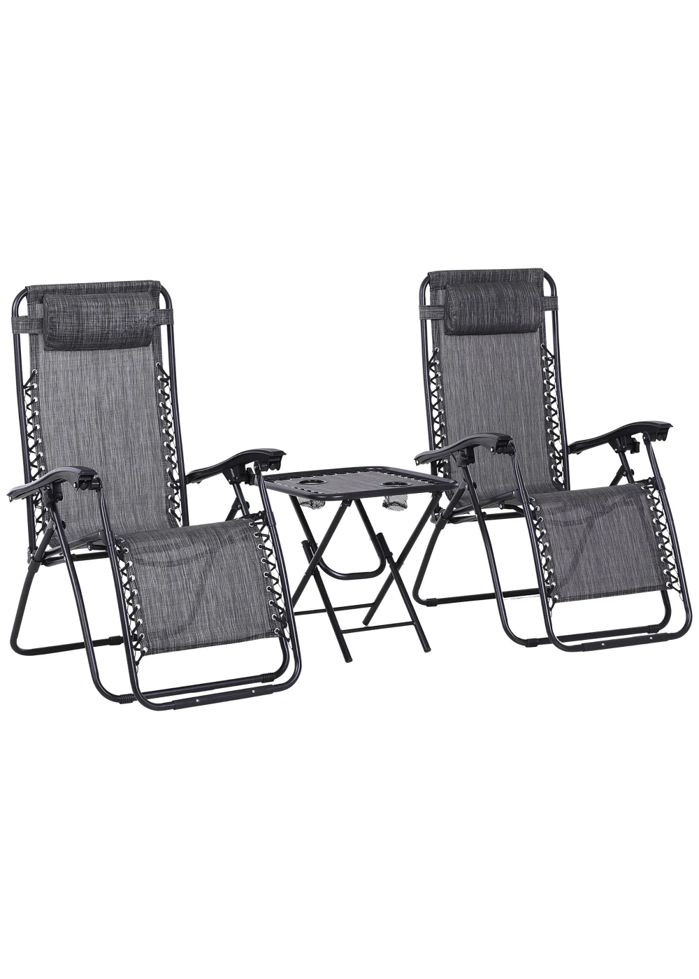 Outsunny 3 PCs Sun Lounger Table & Chairs Set with Cup Holders - No Size Image 1