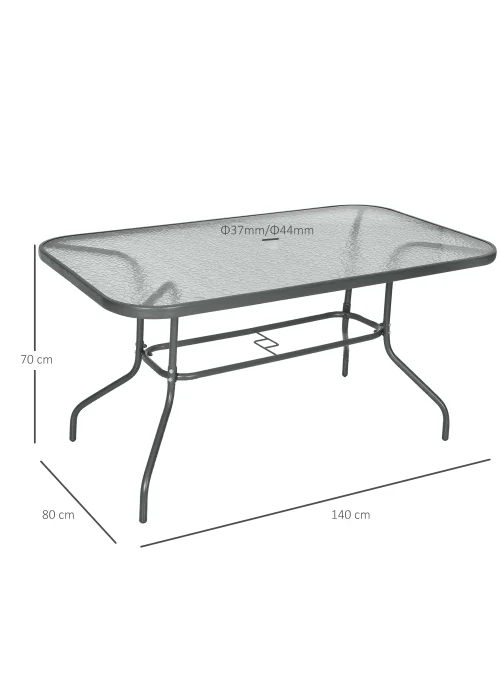 Outsunny Metal Garden Table with Umbrella Hole, 140L x 80Wcm - No Size Image 3