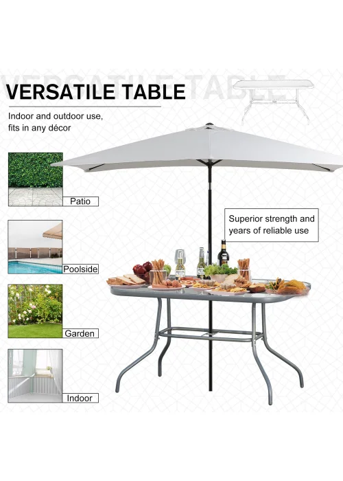Outsunny Metal Garden Table with Umbrella Hole, 140L x 80Wcm - No Size Image 4