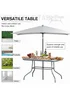 Outsunny Metal Garden Table with Umbrella Hole, 140L x 80Wcm - No Size Image 4