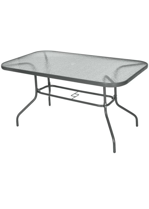Outsunny Metal Garden Table with Umbrella Hole, 140L x 80Wcm - No Size Image 1