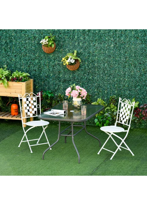 Outsunny Metal Garden Table with Umbrella Hole, 140L x 80Wcm - No Size Image 2