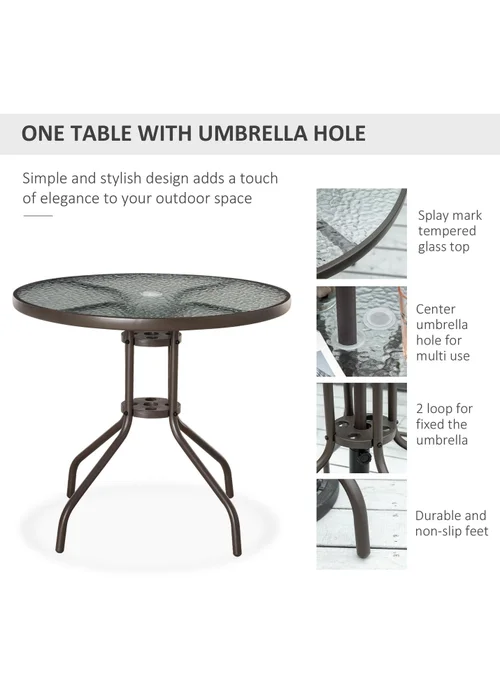 Outsunny 6 Piece Patio Dining Set with Garden Umbrella 4 Folding Chairs Grey - One Size Image 4