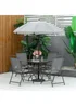 Outsunny 6 Piece Patio Dining Set with Garden Umbrella 4 Folding Chairs Grey - One Size Image 1
