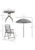 Outsunny 6 Piece Patio Dining Set with Garden Umbrella 4 Folding Chairs Grey - One Size Image 3
