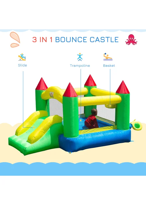 HOMCOM Inflatable Bouncy Castle Slide (160cm x 300cm x 180cm) - No Size Image 3