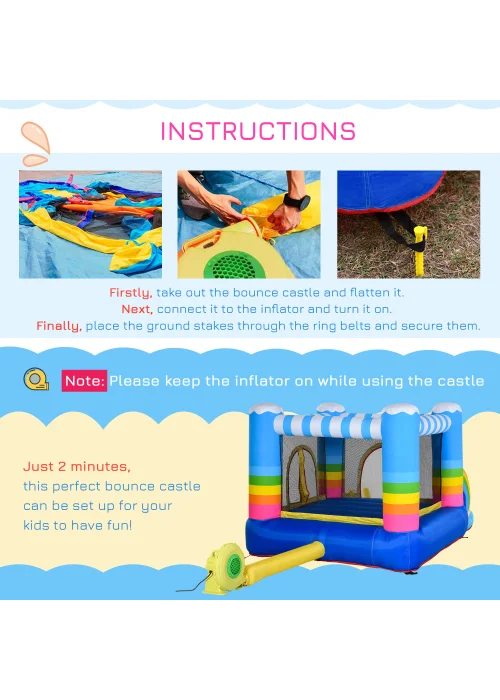 Outsunny Inflatable Rainbow Bouncy Castle (155cm x 280cm x 170cm) - No Size Image 4