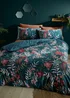 Catherine Lansfield Tropical Floral Birds Reversible Duvet Cover Set Green - Single Image 1