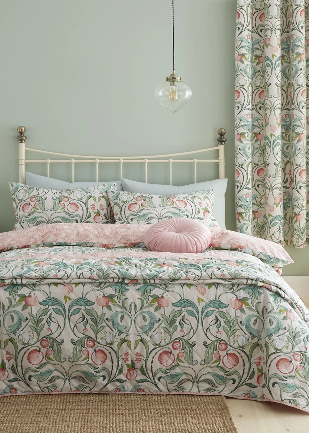 Catherine Lansfield Clarence Floral Reversible Duvet Cover Set Natural - Single Image 1
