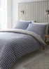 Catherine Lansfield Textured Banded Stripe Reversible Duvet Cover Set Blue - Single Image 2