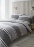 Catherine Lansfield Textured Banded Stripe Reversible Duvet Cover Set Charcoal Grey - Single Image 1