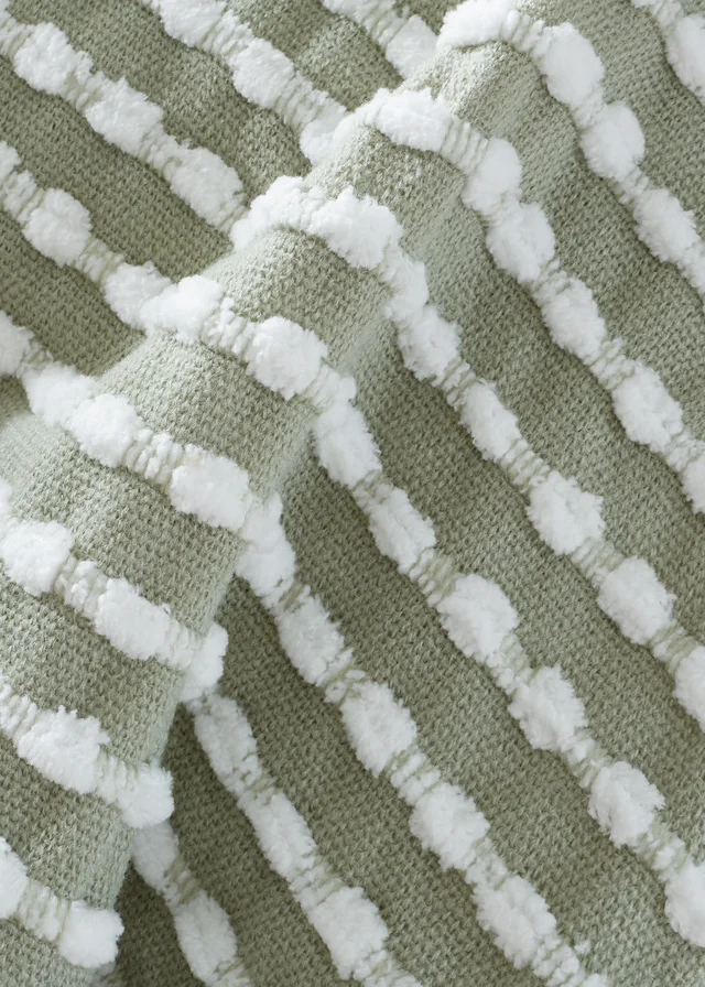 Catherine Lansfield Stab Stitch Green Throw (125x150cm)