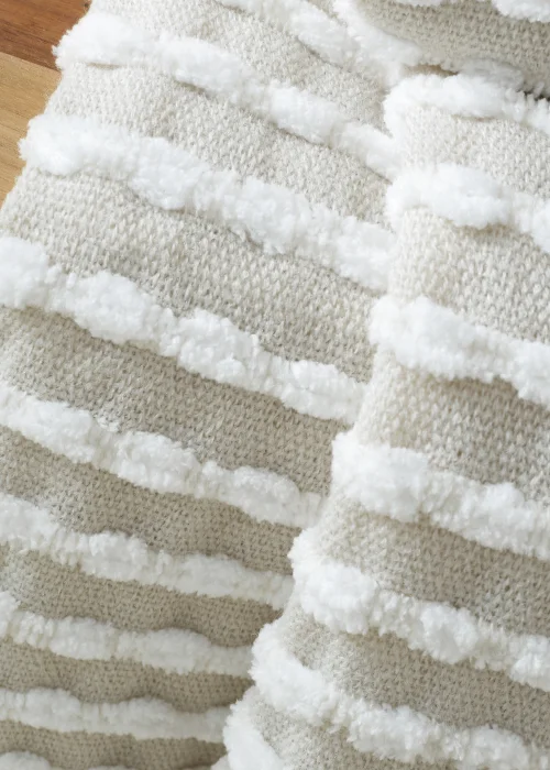 Catherine Lansfield Stab Stitch Natural Throw (125x150cm) - One Size Image 2