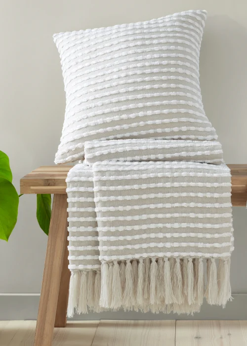 Catherine Lansfield Stab Stitch 43x43cm Cushion Natural - 43W X 43D Image 4