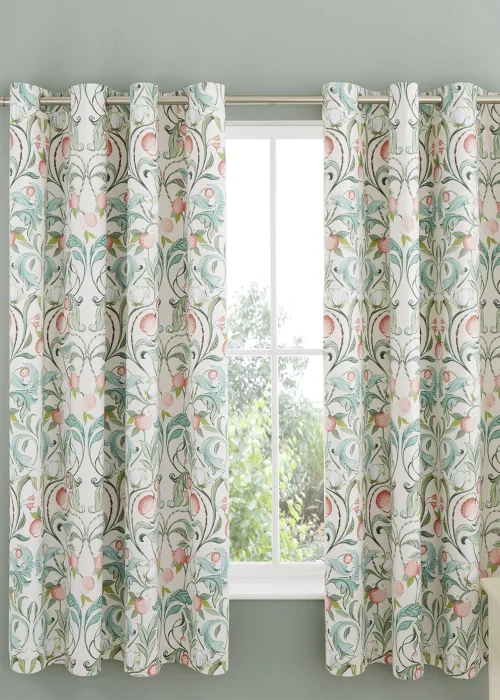 Catherine Lansfield Clarence Floral Lined Eyelet Curtains - 66W X 72D (168x183cm) Image 1