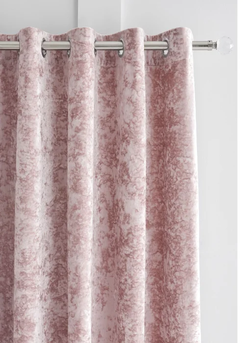 Catherine Lansfield Crushed Velvet Lined Eyelet Curtains Blush Pink - 66W X 54D (168x137cm) Image 2