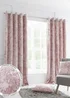 Catherine Lansfield Crushed Velvet Lined Eyelet Curtains Blush Pink - 66W X 54D (168x137cm) Image 1