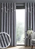 Catherine Lansfield Crushed Velvet Glamour Sequin Lined Eyelet Curtains Grey - 66W X 54D (168x137cm) Image 1
