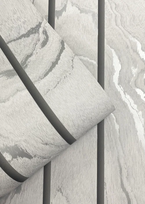 Muriva Woodgrain Panel Silver Wallpaper - One Size Image 3