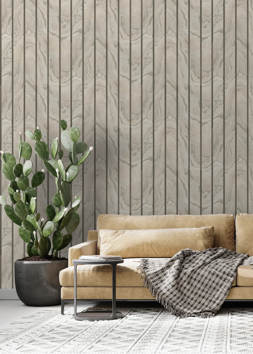 Muriva Woodgrain Panel Natural Wallpaper - One Size Image 2