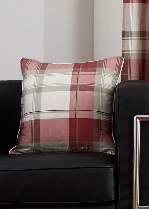 Fusion Balmoral Check Red Filled Cushion (43cm x 43cm) - One Size Image 1