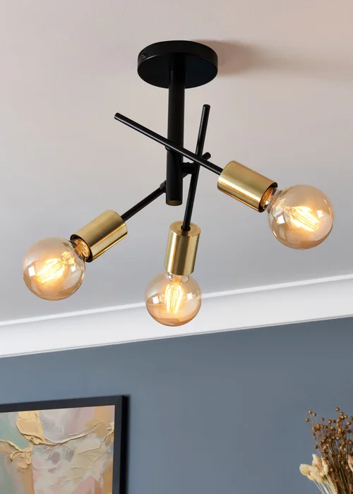 Inlight Tribecca Semi Flush 3LT Ceiling Light (48cm x 48cm x 21cm) - One Size Image 1