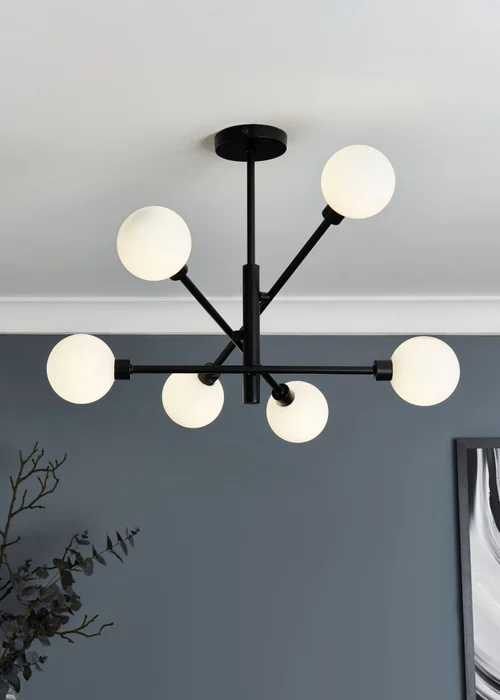 Inlight Nova Semi Flush Ceiling Light Black (56cm x 60cm x 60cm) - One Size Image 1