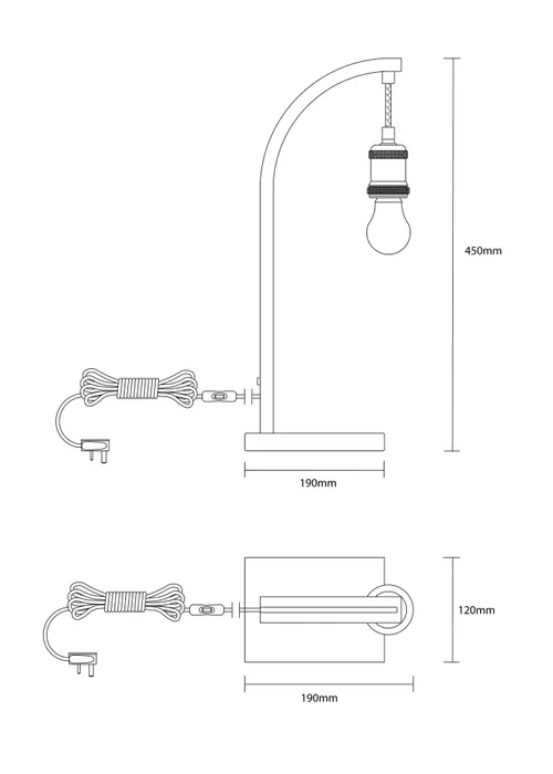 Inlight Hanging Bulb Table Lamp (45cm x 16cm x 12cm) - One Size Image 4
