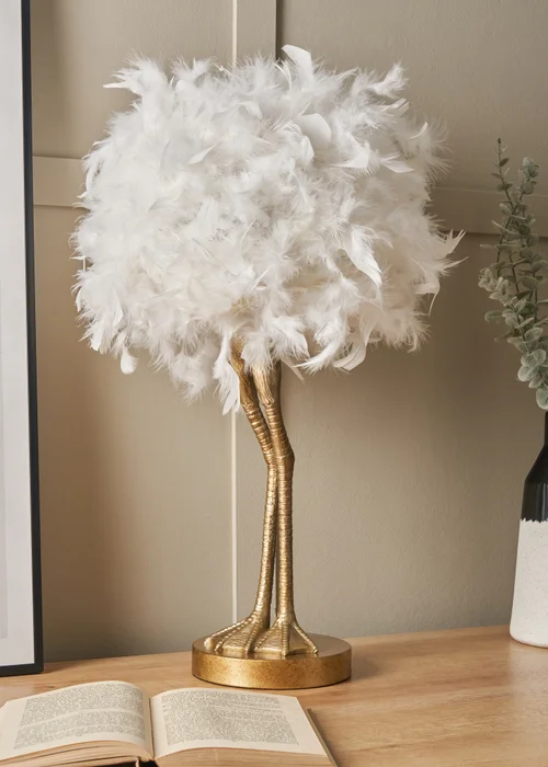 Inlight Ostrich Feather Table Lamp (50cm x 30cm x 30cm) - One Size Image 2