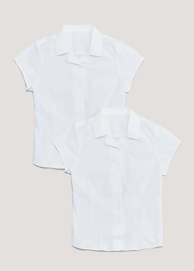 Girls 2 Pack White School Blouses (8-16yrs)