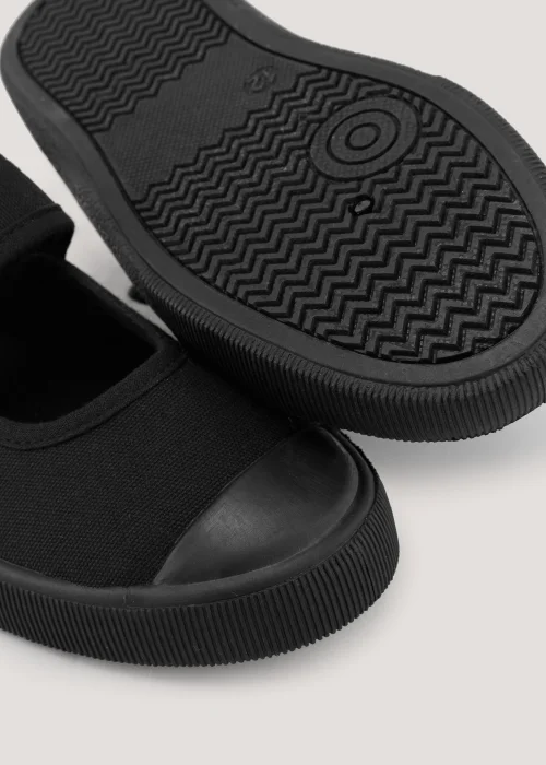 Kids Black School Mary Jane Plimsoll Pumps (Younger 7-Older 3) - Size 12 Infants Image 2