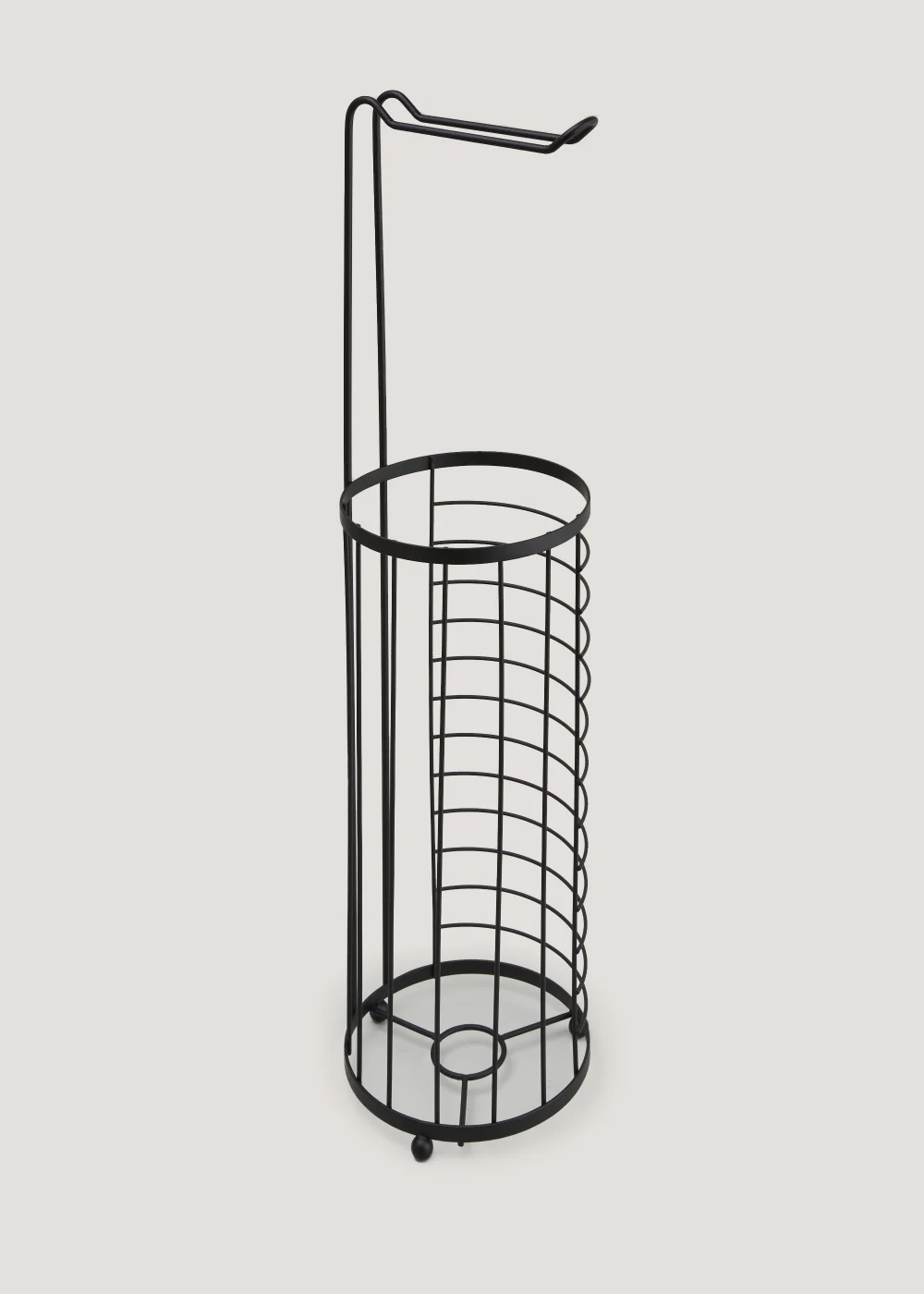 Black Metal Floor Toilet Roll Holder Image 1