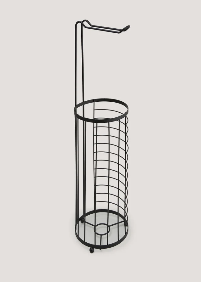 Black Metal Floor Toilet Roll Holder