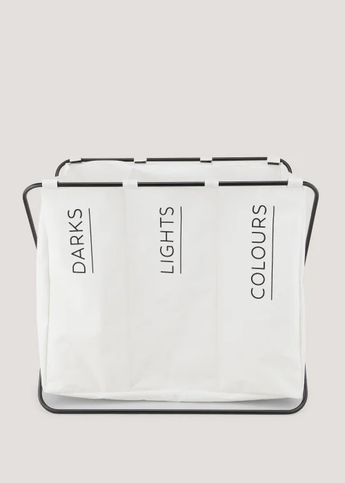 White 3 Section Wire Laundry Basket Image 1