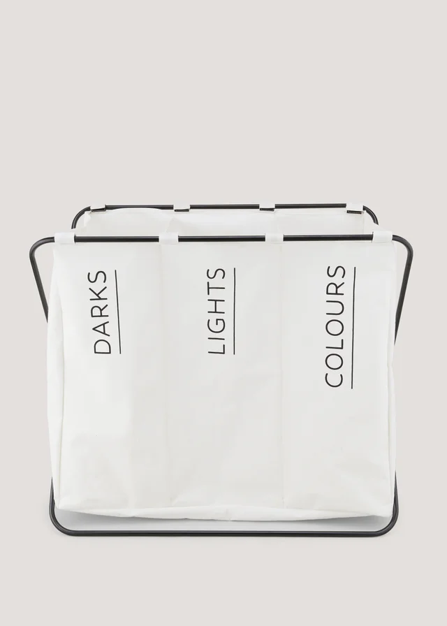 White 3 Section Wire Laundry Basket