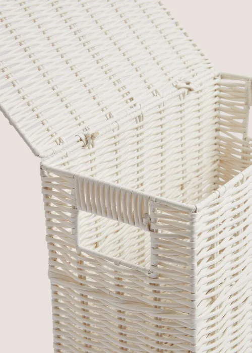 White Narrow Toilet Storage Basket Image 2