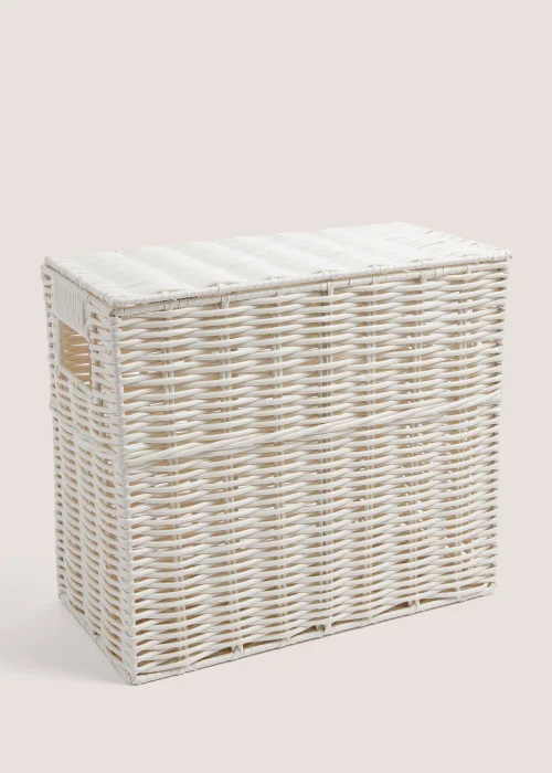 White Narrow Toilet Storage Basket Image 1