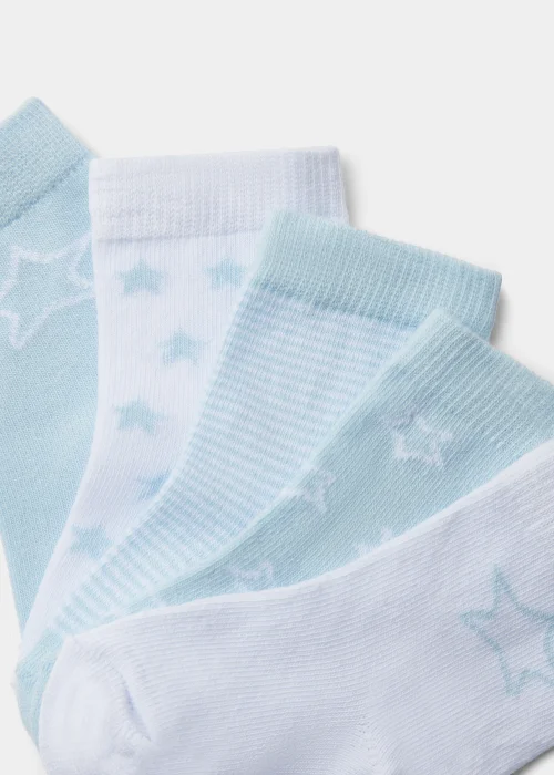 Baby 5 Pack Blue Socks (Newborn-23mths) - Up to 1 Month Image 2