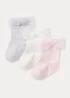 3 Pack Bow Baby Socks (Newborn-23mths) - Up to 1 Month Image 1