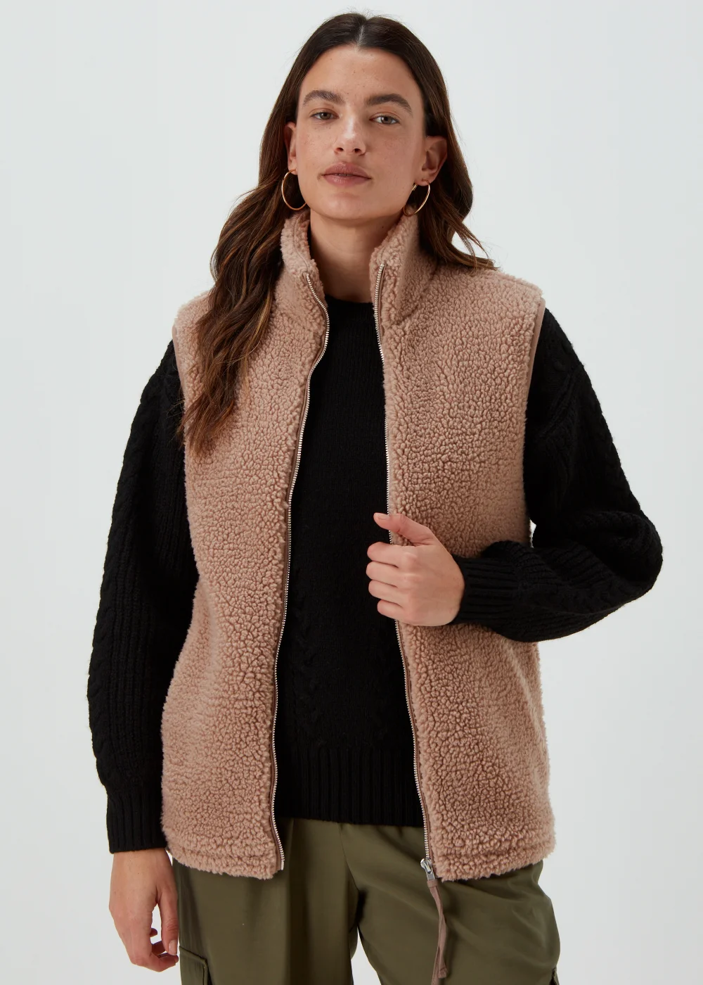 Beige Borg Gilet - S Image 1